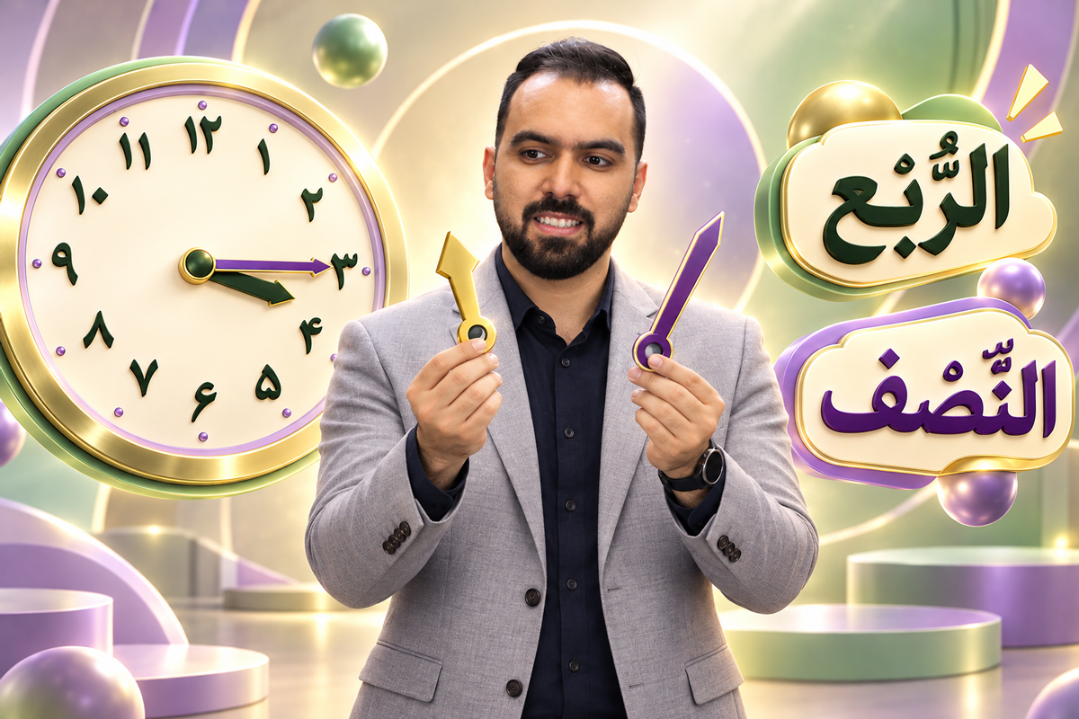 ساعتخوانی به عربی؛ کامل، ربع و نیم